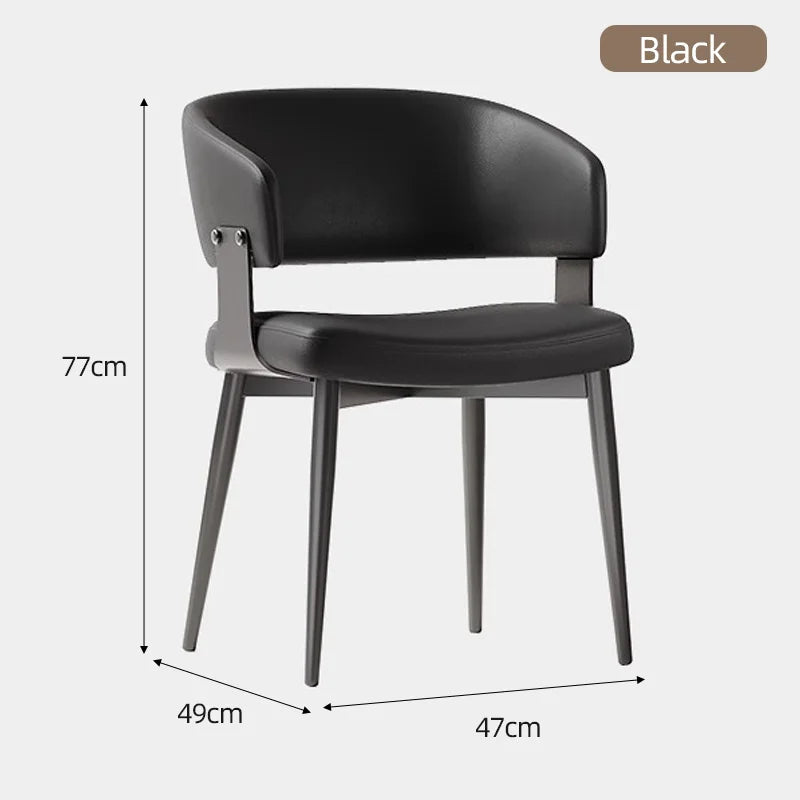 Moderne Leder-Esszimmerstühle mit umlaufender Rückenlehne – Elegante Luxus-Küchenstühle mit Stahlbeinen für Wohnzimmer, Café & Restaurant