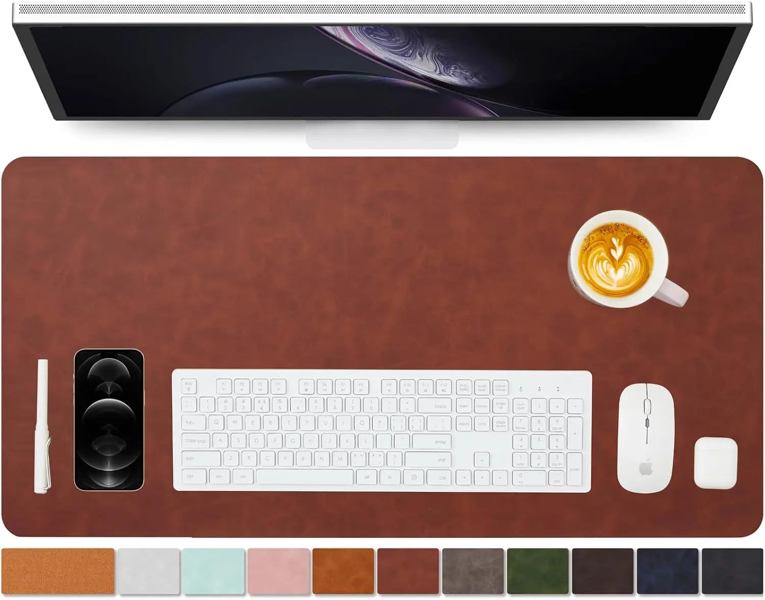 YSAGi Leder Schreibtischunterlage – Große Rutschfeste PU Desk Mat für Büro & Zuhause, Mauspad und Tastaturunterlage