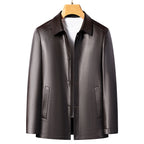 Herren Echtledermantel aus Schafsleder – Eleganter Business- & Casual Ledercoat mit Knopfleiste für Frühling & Herbst