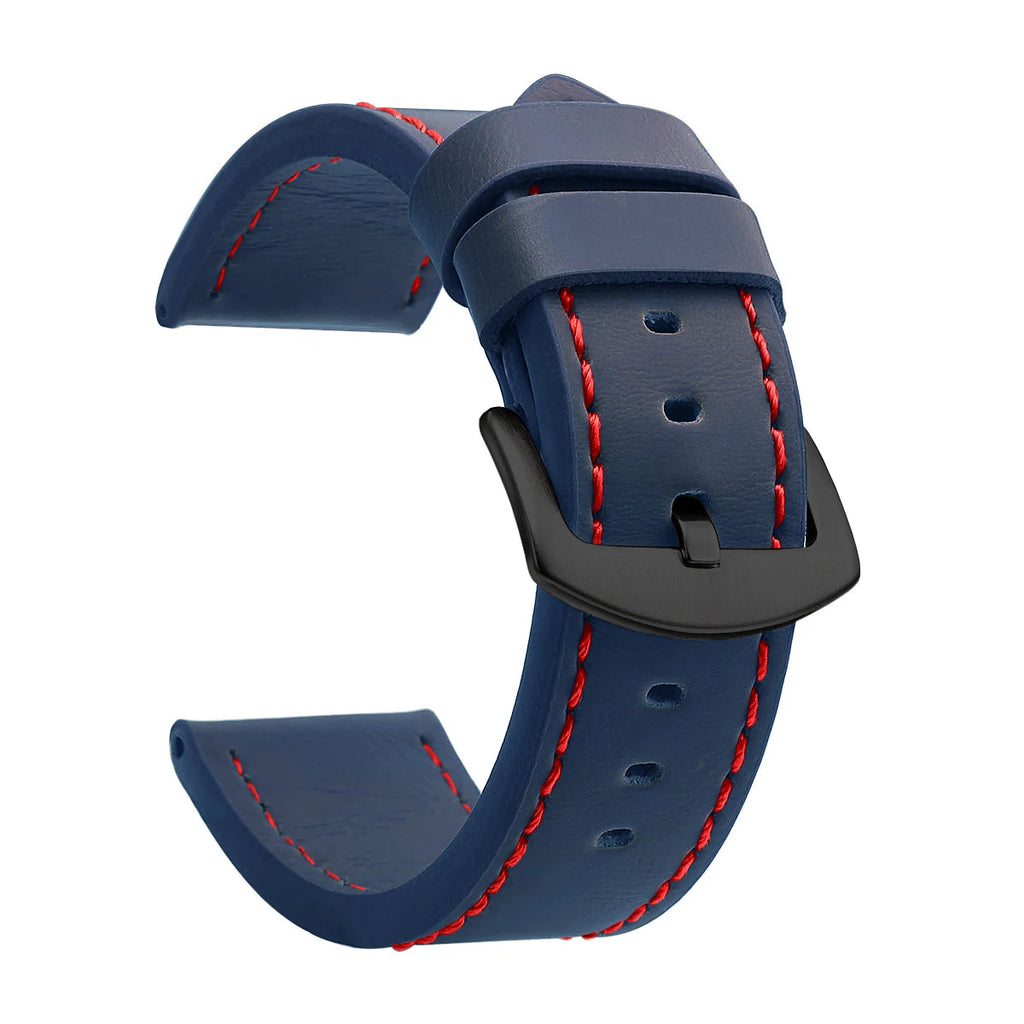 SAMCO Sport Vintage Leder-Uhrenarmband mit Edelstahlschließe - Correa de reloj clásica 18 / 20 / 22 / 24 mm para brazaletes