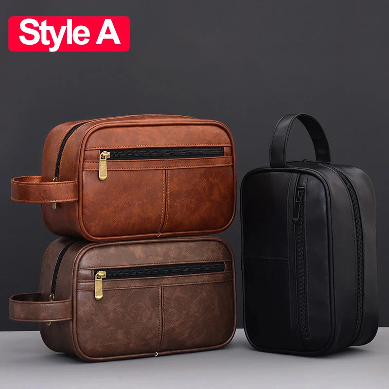 Business Reise Kulturbeutel aus PU-Leder – Wasserdichte Wasch- &amp; Rasieretasche für Damen &amp; Herren, kompakter Toiletry Organizer 