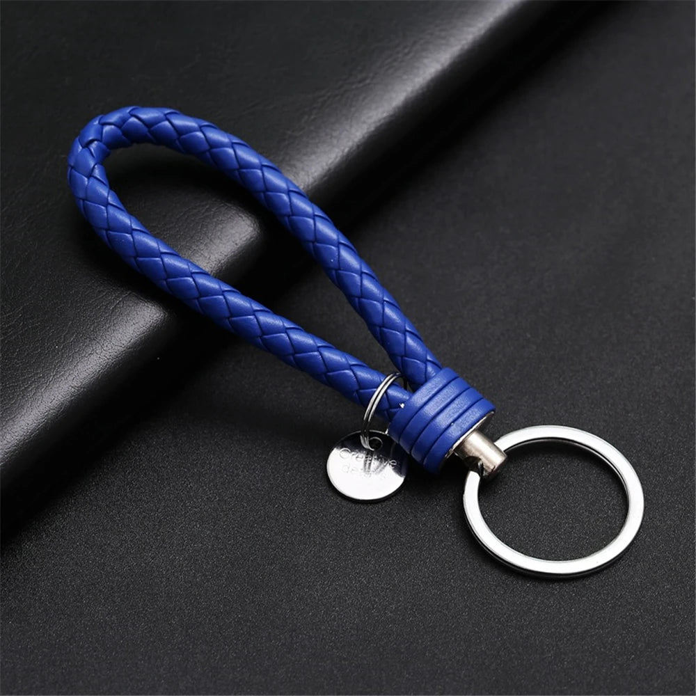 13 cm geflochtener PU-Leder Schlüsselanhänger – Farbiger Keyring für Damen &amp; Herren, modisches Auto- &amp; Taschen-Accessoire mit Metallring