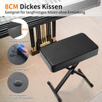 Klappbarer Klavierhocker mit 8 cm PU-Polster – Höhenverstellbarer X-Keyboard-Stuhl in Schwarz, stable &amp; komfortabel