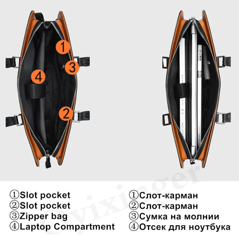 MOTAORA Herren PU-Leder Laptoptasche - Maletín de negocios y bolso bandolera para portátiles de 14 a 15,6 pulgadas, Arbeit &amp; Büro 