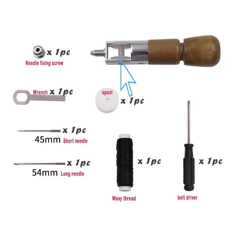 Leder Nähahle Set – Handnähmaschine mit Speedy Lock Stitcher, Nadeln & Garn für DIY Lederarbeiten, Canvas & Reparaturen