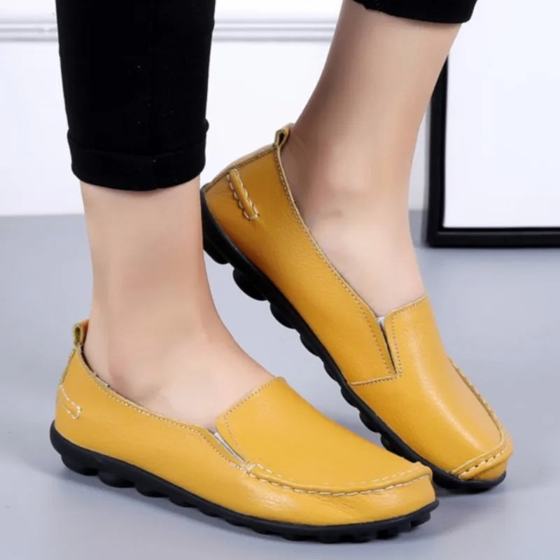 HAJINK Damen Flats 2024 – Weiche Slip-On Loafers aus echtem Leder, elegante Moccasins für Alltag & Freizeit, Plus Size