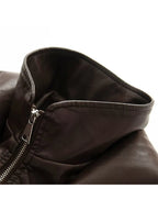 Damen PU Lederjacke Slim Fit – Vintage 2-in-1 Jacke mit Stehkragen, Reißverschluss & Puffärmeln für Herbst und Winter