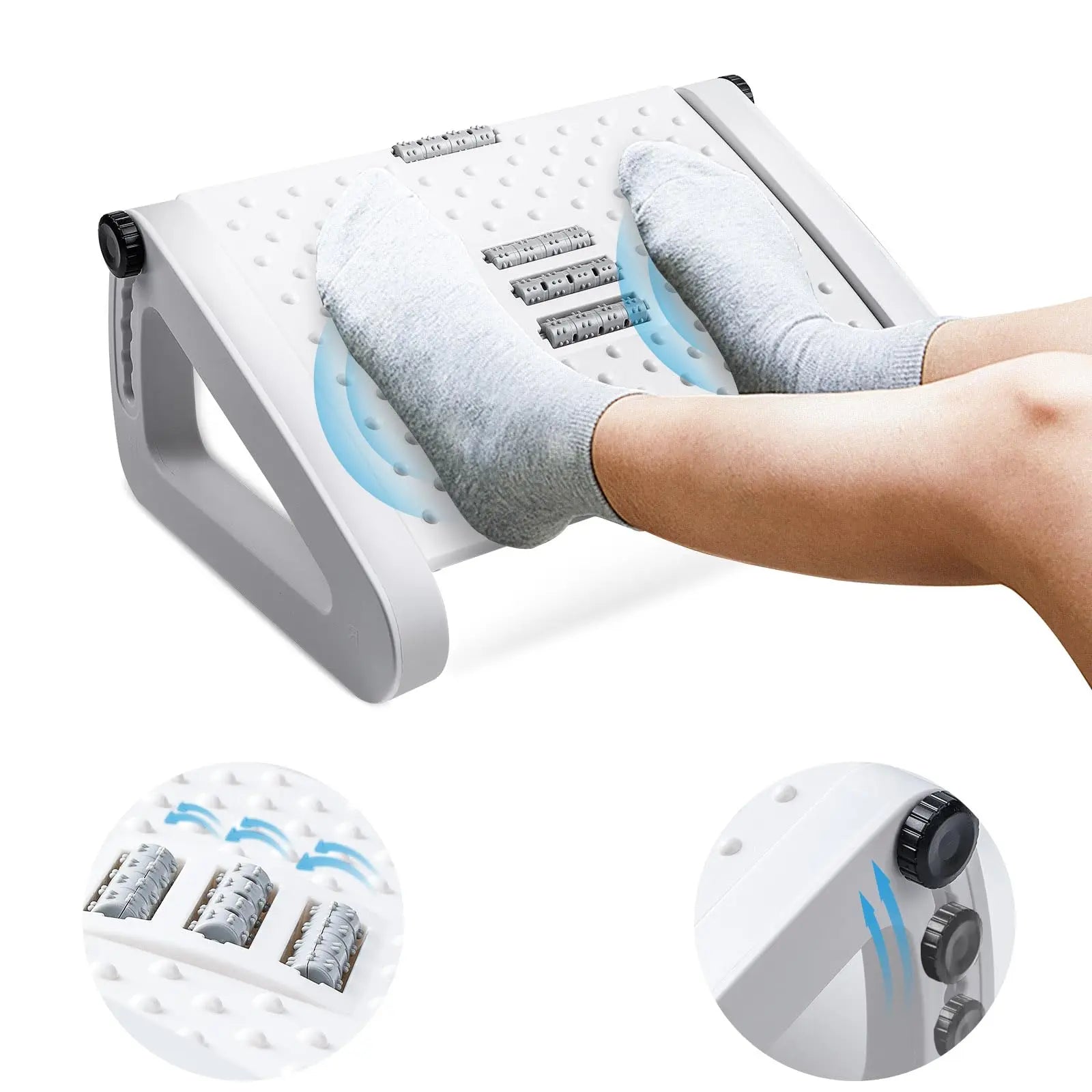 Ergonomische Fußstütze für den Schreibtisch mit Massage-Rollen – Komfortabler Fußhocker zur Entlastung von Beinen & Rücken im Homeoffice