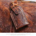 LEATHFOCUS Vintage Leder Reisetasche – Geprägte Duffle Bag aus echtem Rindsleder, große Business-, Wochenend- &amp; Sporttasche für Damen &amp; Herren