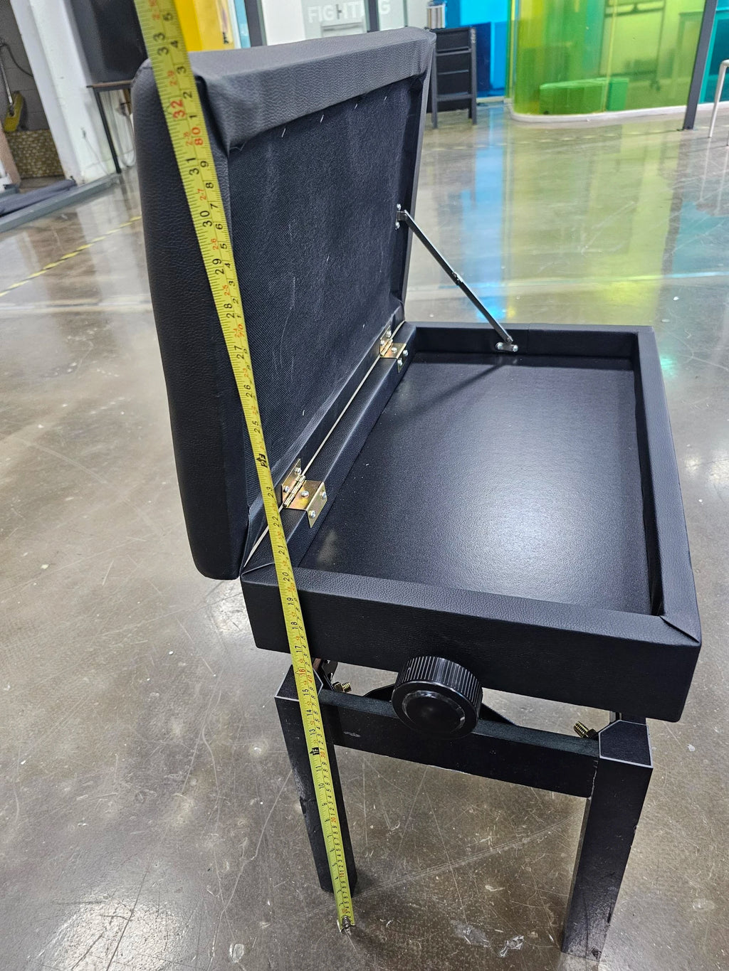 Höhenverstellbare Klavierbank mit Stauraum – Robuste Piano Bench mit Lederkissen aus Massivholz, schwarz, für Einzel- & Doppelsitz