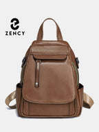 ZENCY Damen Rucksack aus echtem Leder – Modischer Fashion Backpack mit Multifunktionstaschen, hochwertiger Schul- & Reiserucksack für Alltag & Freizeit