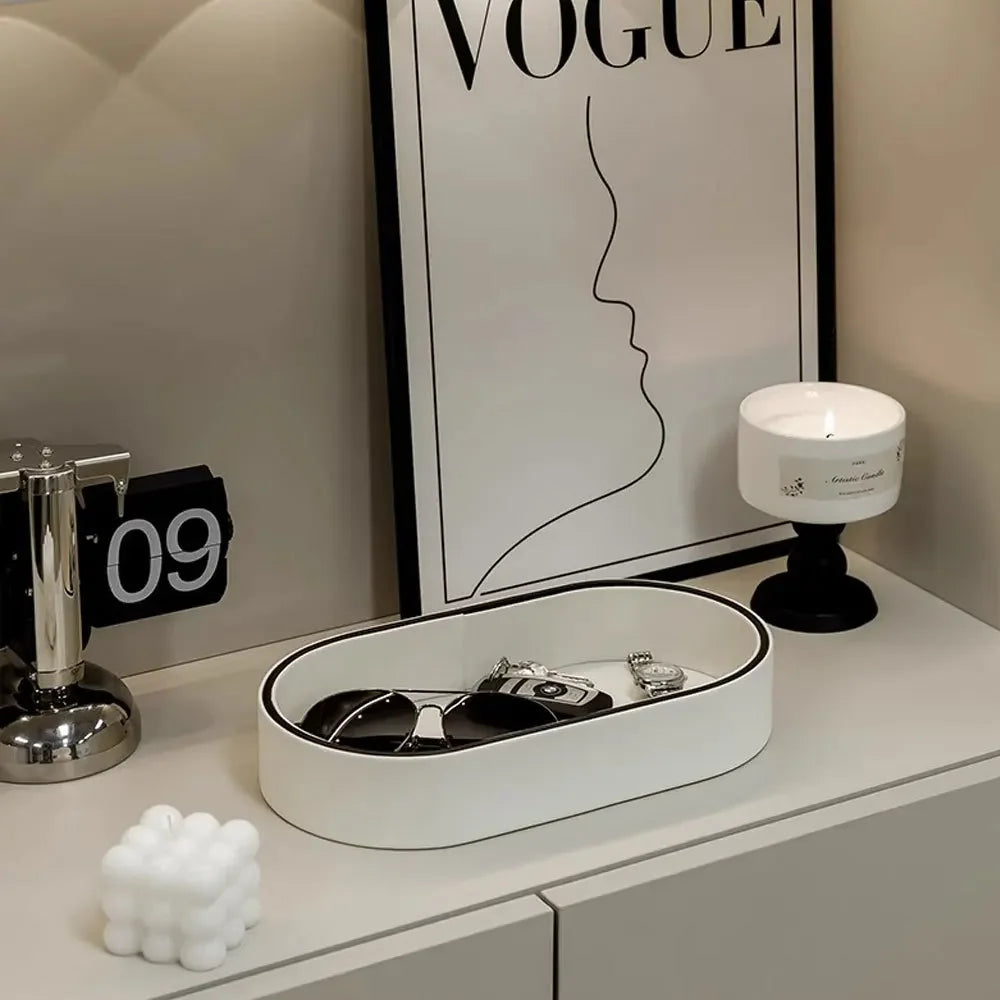 PU-Leder Aufbewahrungsbox & Ablageschale – Moderne Schmuck-, Schlüssel- & Kosmetik-Organizer für Flur, Wohnzimmer & Schreibtisch