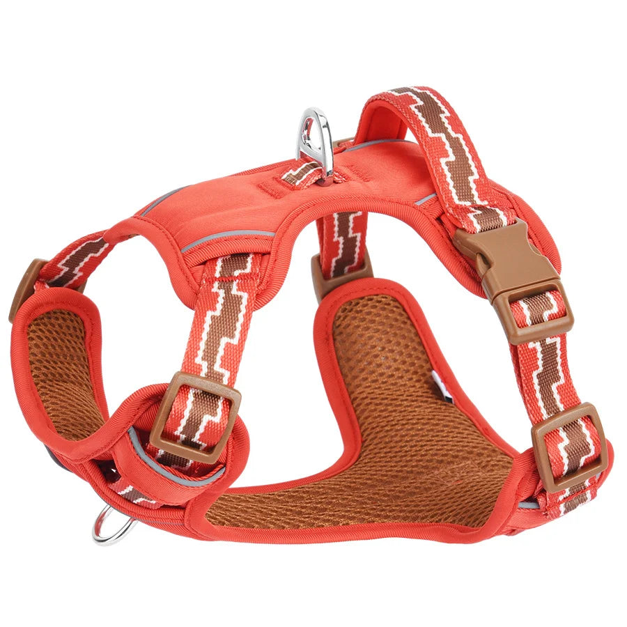 OODUDUOO No-Pull Hundegeschirr mit Reflexstreifen – Gepolstertes, ausbruchsicheres Hundegeschirr mit Leine für mittelgroße Hunde