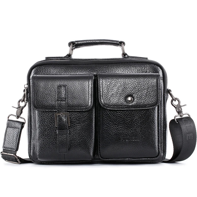 LACHIOUR Herren Leder-Messenger Bag – Echtes Rindsleder Handtasche & Crossbody für Büro, Reisen und Alltag