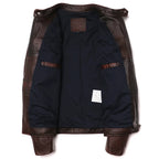 Vintage Herren Lederjacke aus echtem Rindsleder – Slim Fit Bikerjacke in Braun mit Stehkragen für Frühling & Herbst