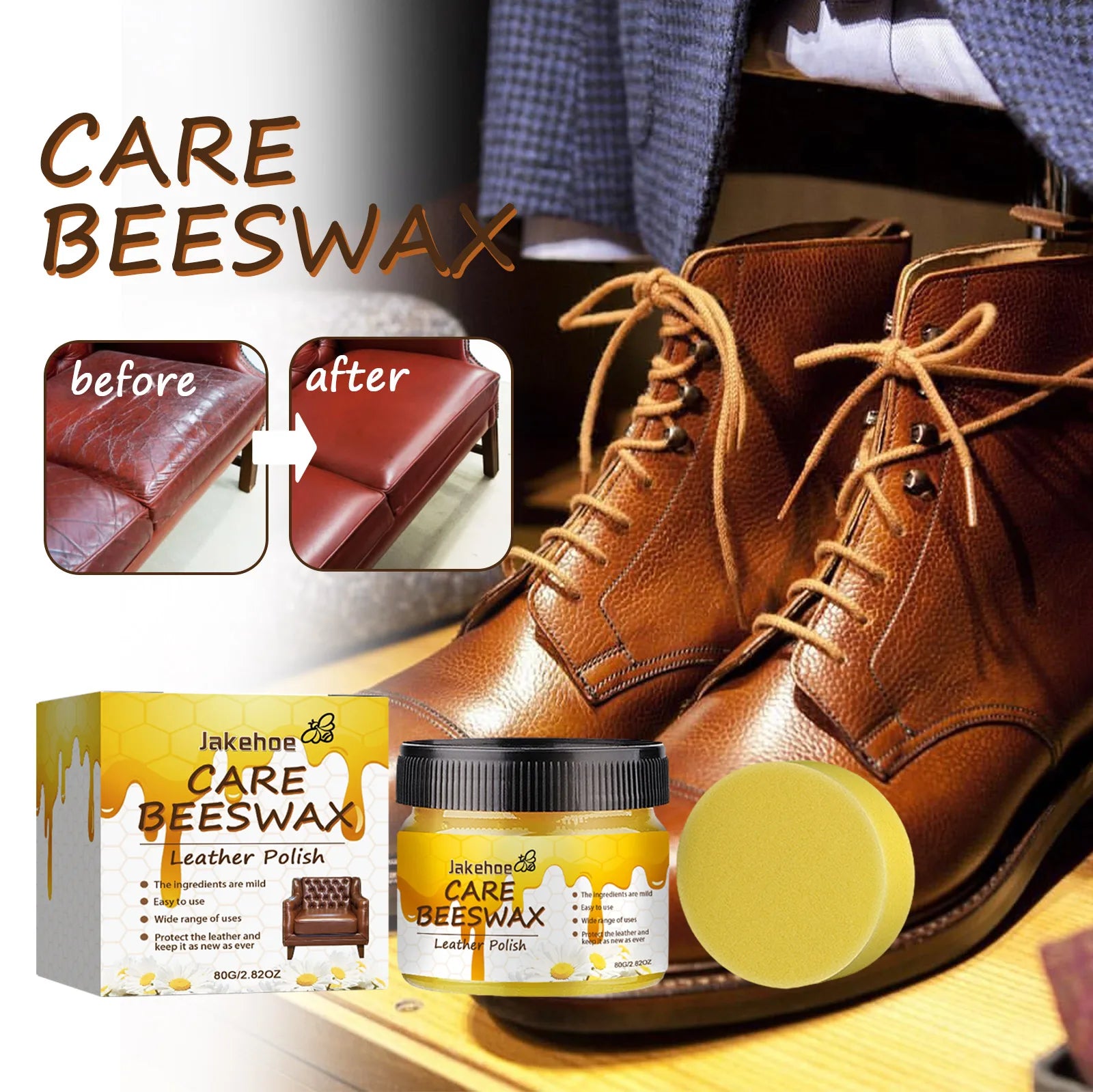 Lederpflegecreme mit Bienenwachs – Reparatur- & Pflegewachs für Schuhe, Stiefel, Autositze & Möbel | Leder auffrischen, schützen & reparieren