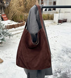 famicare 2025 Sac fourre-tout en cuir givré pour femme – Grand sac à main seau en daim, pochette Hobo minimaliste sous les bras 