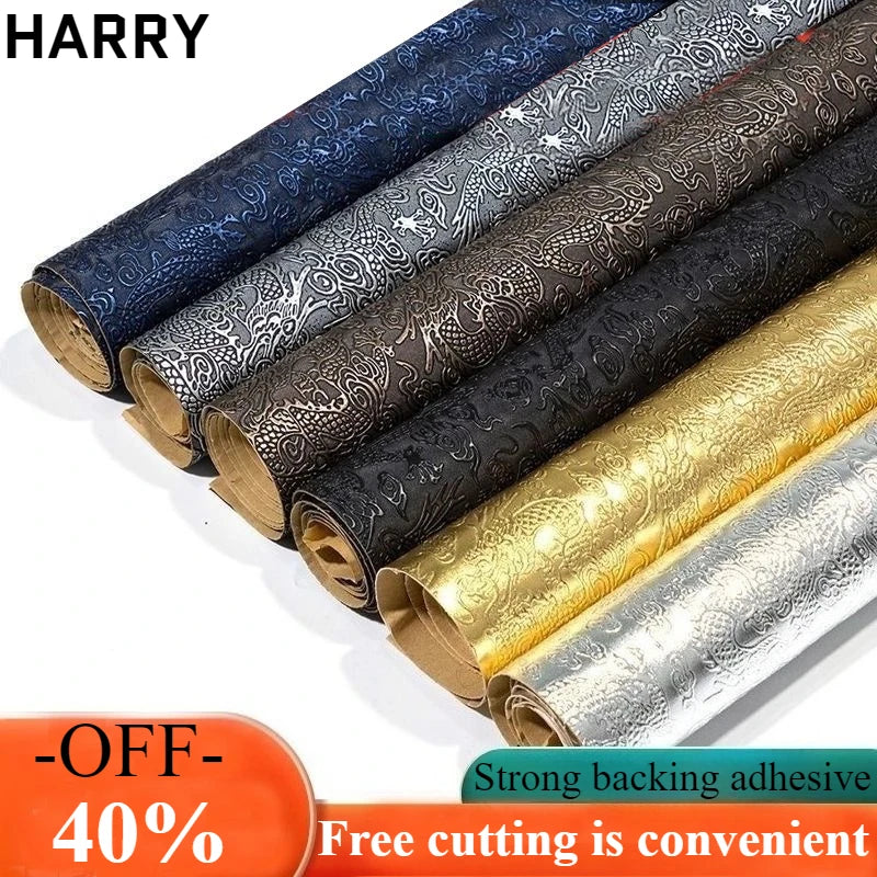 Vintage Kunstleder Rolle mit Drachenprägung – Geprägtes Synthetikleder für DIY Ohrringe, Haarschleifen, Taschen & Dekoration