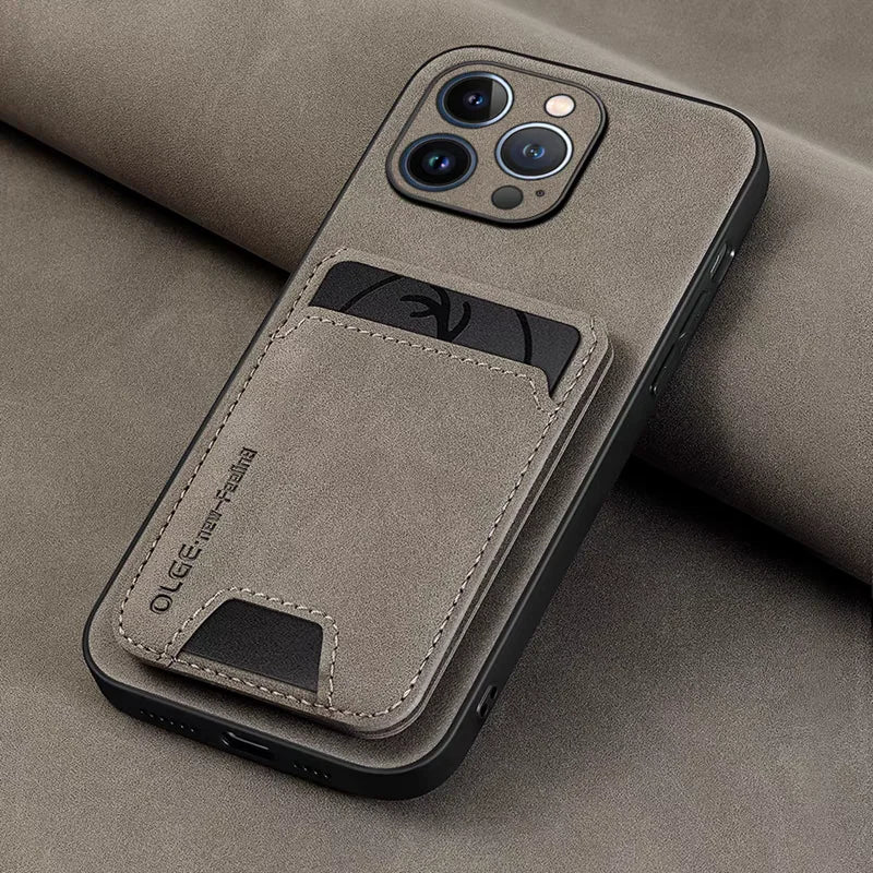 Luxuriöse Wallet Lederhülle für iPhone 12–17 Pro Max & Plus – High-End Faux Leather Handyhülle mit Kartenfach & Stoßschutz