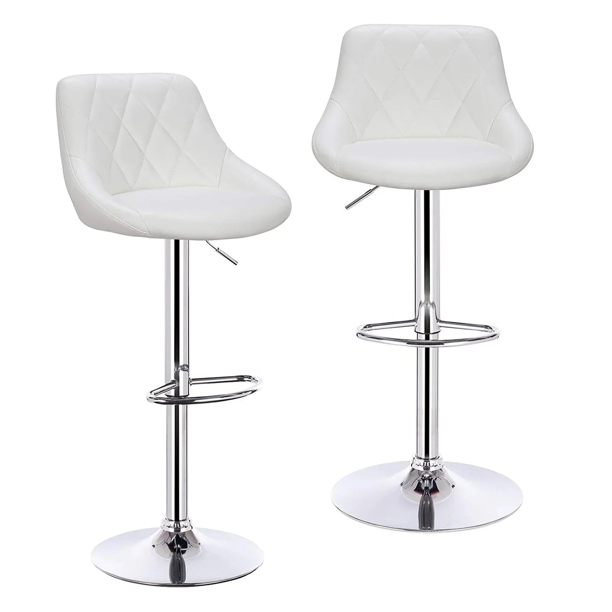 WOLTU Barhocker 2er Set aus PU-Leder oder Samt – Höhenverstellbare &amp; drehbare Tresenhocker mit Rückenlehne, Fußstütze &amp; Chromstahl-Gestell