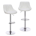 WOLTU Barhocker 2er Set aus PU-Leder oder Samt – Höhenverstellbare &amp; drehbare Tresenhocker mit Rückenlehne, Fußstütze &amp; Chromstahl-Gestell