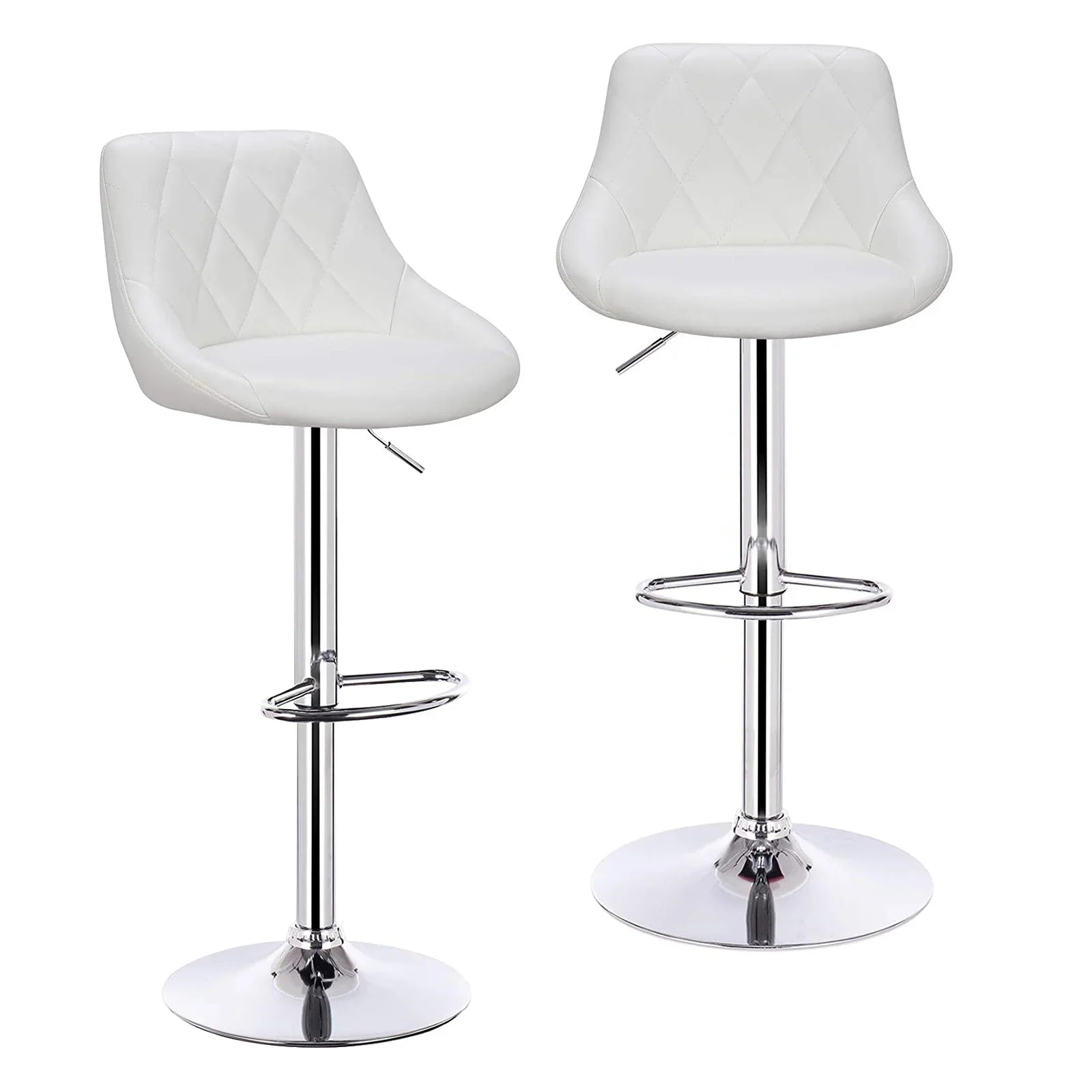 WOLTU Barhocker 2er Set aus PU-Leder oder Samt – Höhenverstellbare & drehbare Tresenhocker mit Rückenlehne, Fußstütze & Chromstahl-Gestell
