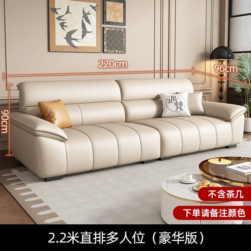 Designer Leder Lounge Sofa – Italienisches Luxus Wohnzimmersofa aus echtem Leder, modern & minimalistisch