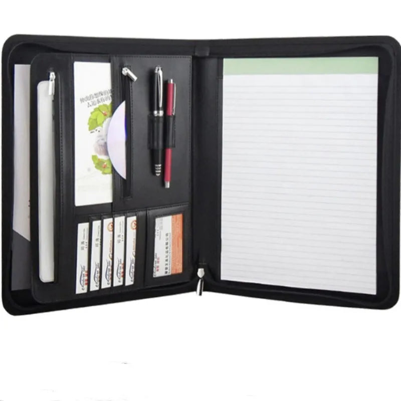 Multifunktionale A4 Leder Konferenzmappe Modell 433 – Große Business & Reise Dokumententasche für Verträge und Unterlagen