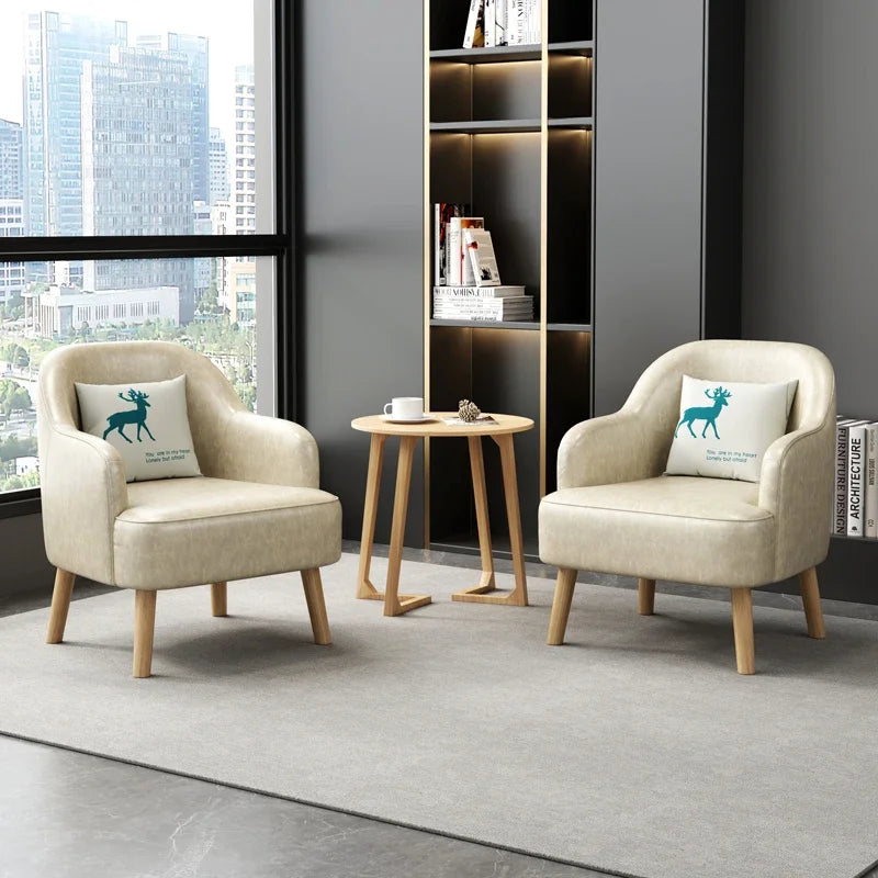 Moderner Lounge-Sessel aus Kunstleder – Bequemer Einzelsessel für Wohnzimmer, Schlafzimmer & Büro, kompakter Relax- & Accent Chair