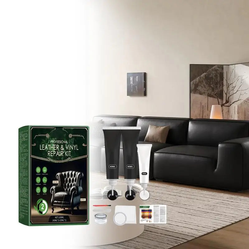 Leather Finish Gel Reparatur Set – Natürlicher Lederfüller & Repair Gel für Autositze, Sofas & Kratzer