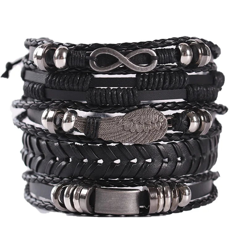 Viking Lederarmband mit Totenkopf – Verstellbares Herren- & Unisex Armband im Neo-Gothic Stil, Geflochtenes Lederarmband