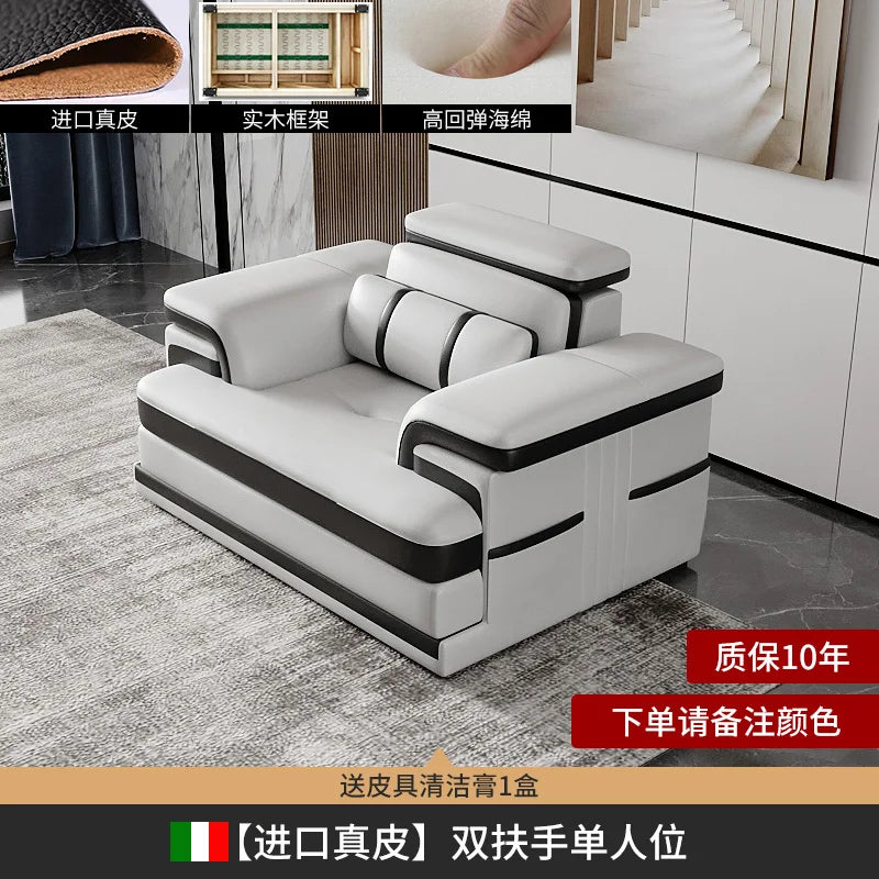 Minimalistisches Luxus Leder Ecksofa mit Massagefunktion – Modernes Designer Sofa im L-Format für stilvolle Wohnzimmer