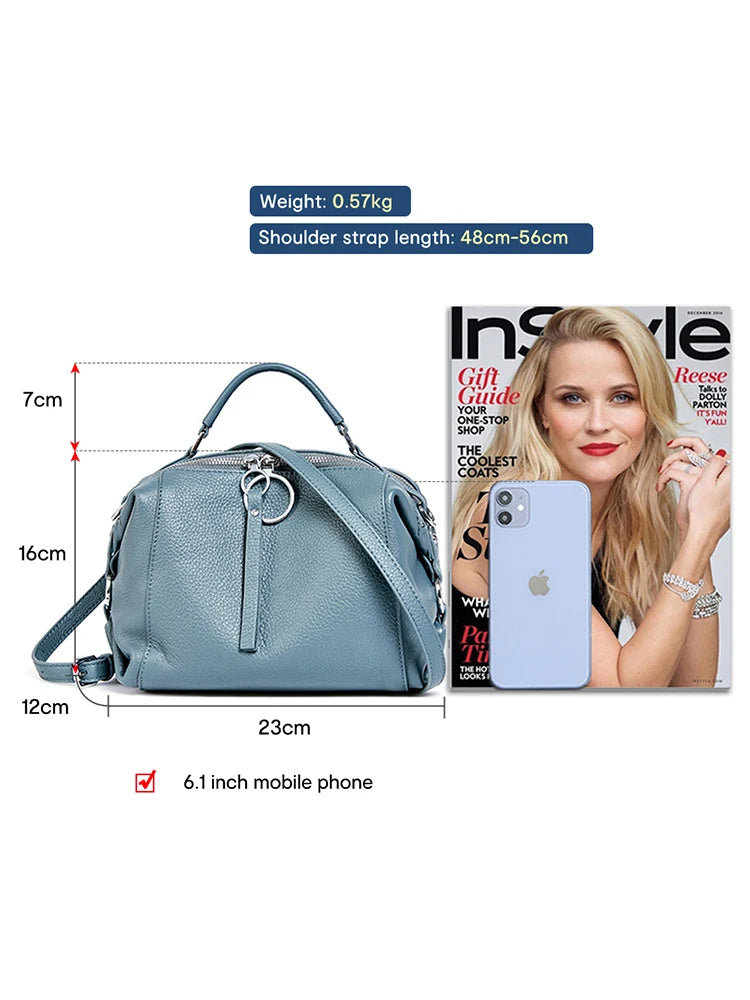 ZENCY Elegante Damen Handtasche aus echtem Leder – Geräumige Schulter- & Crossbody Tote Bag mit zwei Riemen, stilvolles Design für Alltag & Business
