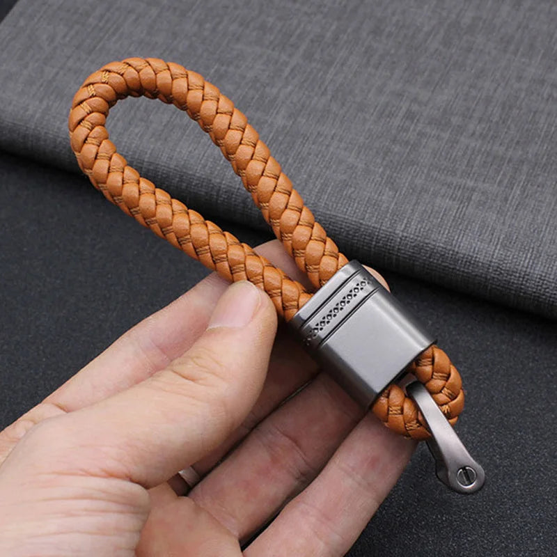 Handgeflochtener Leder Schlüsselanhänger mit Metallclip – Robuster Auto Keyring & Gürtel-Keychain für Damen & Herren