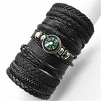 10er Set Lederarmbänder Unisex – Handgefertigte schwarze Wickelarmbänder im Casual & Sporty Style, größenverstellbar