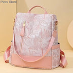 Großer Damen Rucksack aus weichem Lederlook – Modischer Softback Studentinnen-Rucksack mit viel Stauraum 