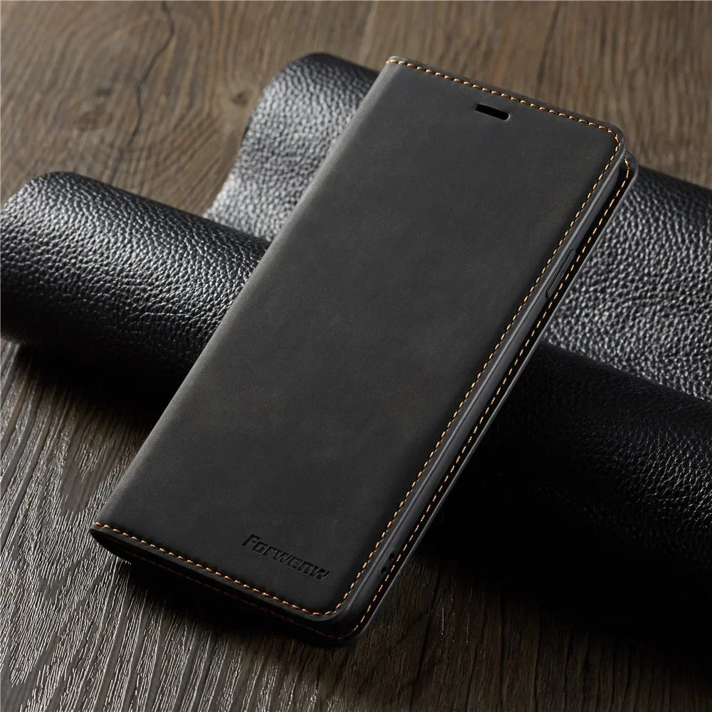 Dünne Wildleder Leder Wallet Hülle für iPhone – Slim Flip Case mit starkem Magnet & Kartenfächern für iPhone 5S bis iPhone 17 Pro Max