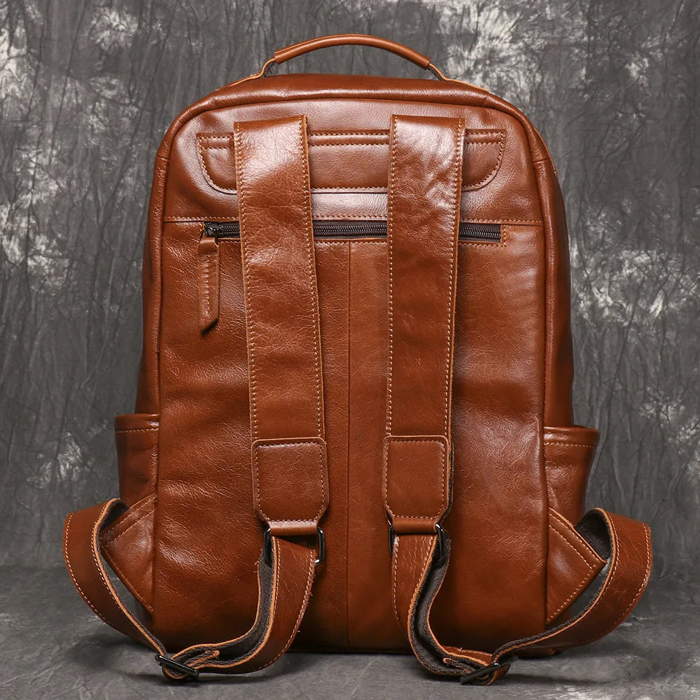 LEATHFOCUS Vintage Leder Rucksack Herren – Mochila cruzada elegante para portátil de 15 pulgadas, exterior, tamaño y tamaño 