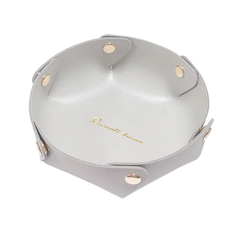 Runde PU Leder Ablageschale – Moderner Desktop Organizer für Schlüssel, Kosmetik & kleine Alltagsgegenstände