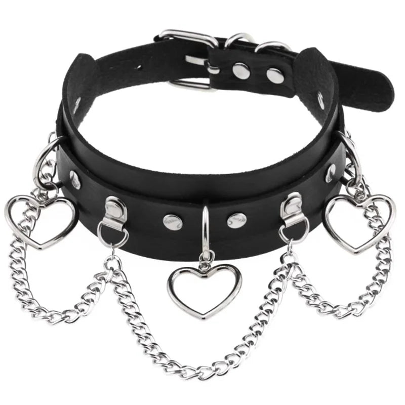 Gargantilla gótica punk con Nieten &amp; Stern – PU-Leder Halsband con Herz, Kreuz &amp; Spikes en estilo Harajuku Y2K para mujeres 