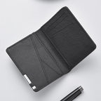 Schwarze Slim Wallet aus PU-Leder – Mini-Geldbörse mit Kartenfächern, Ausweis- und Kreditkartenhalter, geometrischem Design