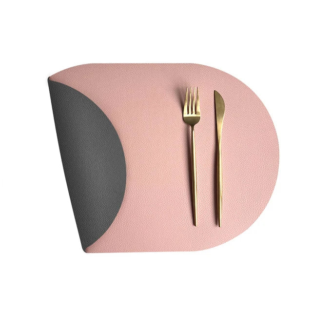 Ovale wendbare Kunstleder Tischsets Schwarz – Wasserdichte & hitzebeständige Platzmatten für Küche, Dining, Hochzeit & Party