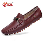 YRZL Herren Loafer aus PU-Leder - Mocasines sin cordones hechos a mano, zapatos de conducción cómodos en color blanco para todas las etiquetas y frecuencias 