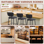 Moderne Leder-Barhocker mit Rückenlehne – Frühstücksbar & Kücheninsel Barstühle im minimalistischen Design