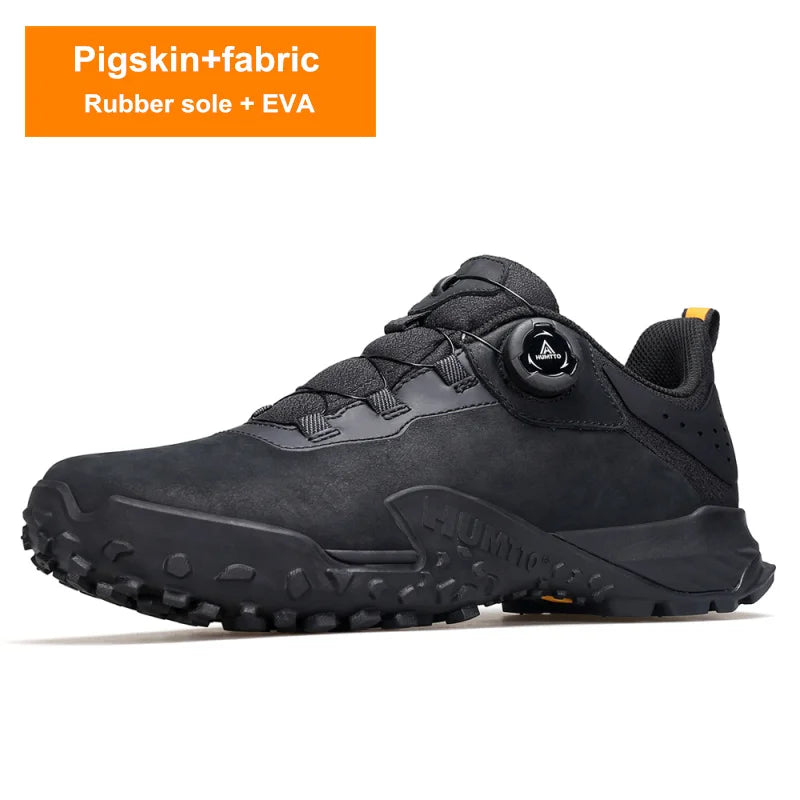 HUMTTO Herren Leder Sneaker – Luxus Outdoor Hiking Boots, Atmungsaktive Wander- und Trekking-Schuhe, Rutschfest & Wasserabweisend