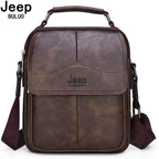 JEEP BULUO Herren Leder Messenger Bag – Große Kapazität, Multifunktionale Umhängetasche aus Echtleder für Business & Freizeit