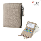 Genuine Leather Damen RFID Geldbörse – Kleine Bifold Kurzbörse mit Reißverschluss-Münzfach & Mehrfachkartenhalter