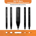 WUTA Basic Series Langloch Lederstanzer Set (3–7 tlg.) – Ovale Lochpfeifen aus Carbonstahl für Gürtel, Uhrenarmbänder & Lederarbeiten