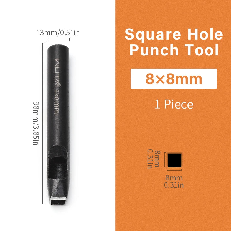 WUTA Basic Rechteck Lederstanzer – Quadratischer & Oblonger Hohlstanzer aus Carbonstahl für Gürtel, Riemen & Uhrenarmbänder