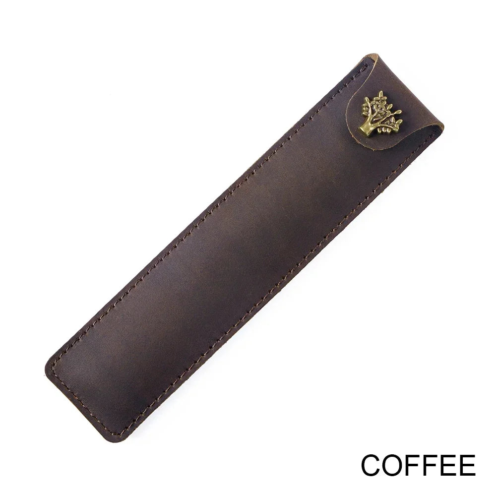 Étui à crayons en cuir véritable au dos – Étui à stylos Schlankes pour un étui à crayons | Étui à stylos en cuir élégant pour voyages, carnets de notes et journaux 